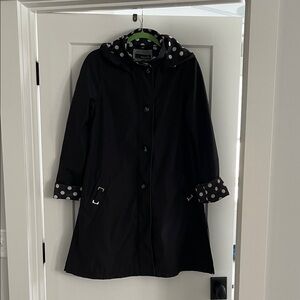 Polka Dot Lined Black Women's Coat